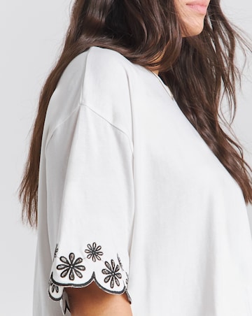 Simply Be White Cut Work T-Shirt