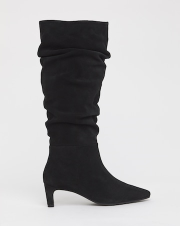 Anthology Artemis Ruched Suede Kitten Heel Boots - Wide Fit (E) & Curvy Calf