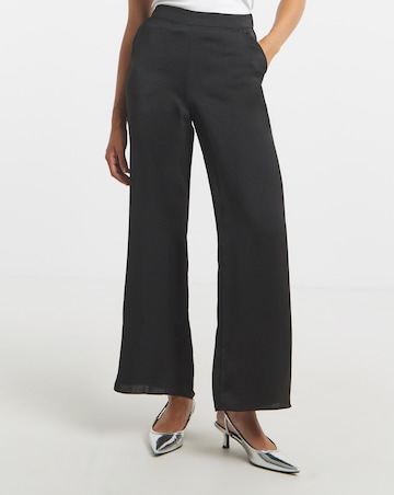Simply Be Black Satin Wide Leg Trousers