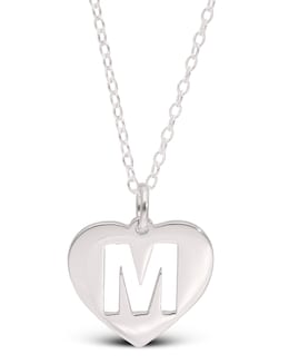 Sterling Silver Initial Heart Pendant on 18 Inch Chain