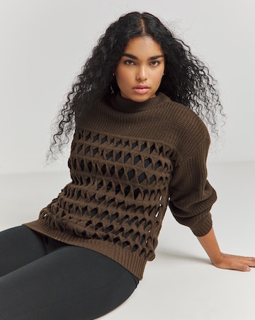 Native Youth Contrast Open Knit Oversized Jumper