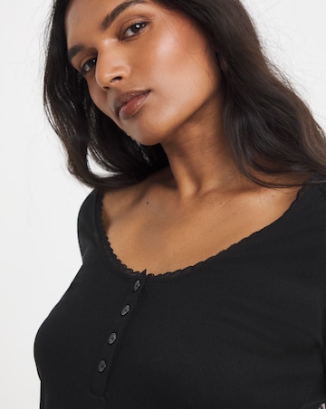 Simply Be Black Lace Trim Top