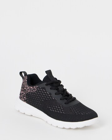 Cushion Walk Black/Pink Ombre Lace-Up Trainers - Extra Wide Fit (EEE)