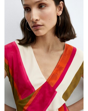 Mango Side Split Red/ White Stripe Cherry Dress