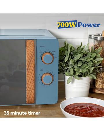 Russell Hobbs 17 Litre Blue Manual Microwave Wood Effect