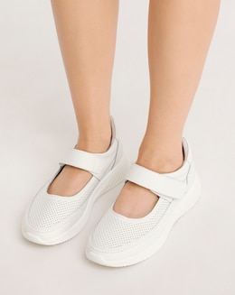 Rochelle Leather Bar Trainers - Extra Wide Fit (EEE)