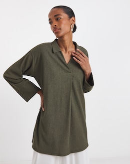 Sage Collared Pull On Longline Top