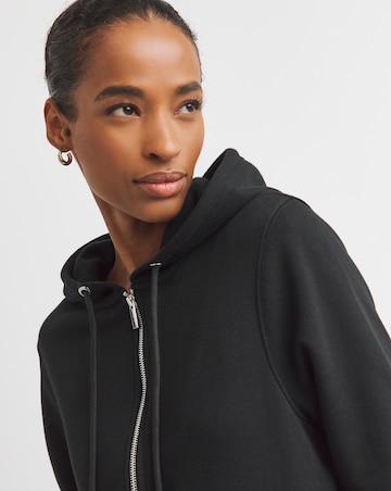 Black Longline Zip Hoodie