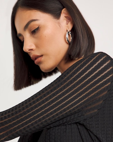 Black Textured Jersey Midaxi Dress