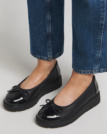 Heavenly Soles Josie Low Wedge Ballerina Shoe - Extra Wide Fit (EEE)