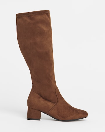 Claudia Block Heel Knee High Boots - Wide Fit (E) & Super Curvy/Curvy Plus Calf