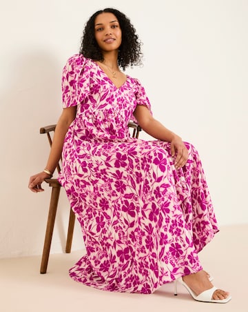Fatface Copper & Black Marlow Flute Sleeve Dress