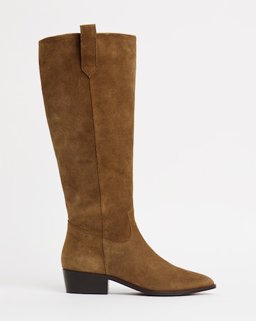 Yves Knee High Suede Cowboy Boots Extra Wide EEE Fit Curvy Calf