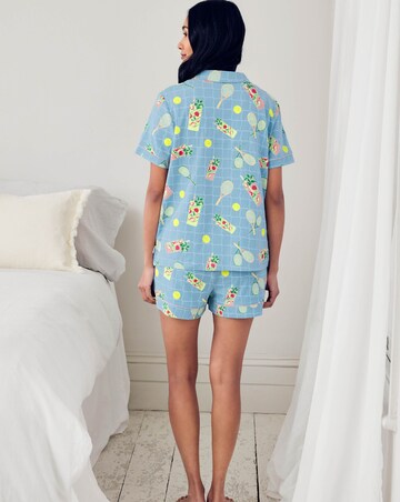 Chelsea Peers Organic Cotton V Neck Button Up Pyjama Shorts Set