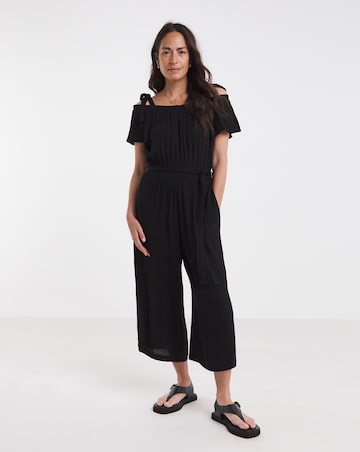 Textured Crinkle Tie Strap Jumpsuits