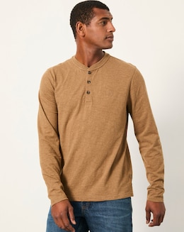 FatFace Woodside Long Sleeve Henley (Regular &amp; Tall) - Tan