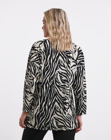 Zebra Print Soft Touch V Neck Longline Top