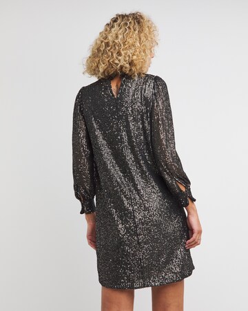 High Neck Sequin Shift Dress