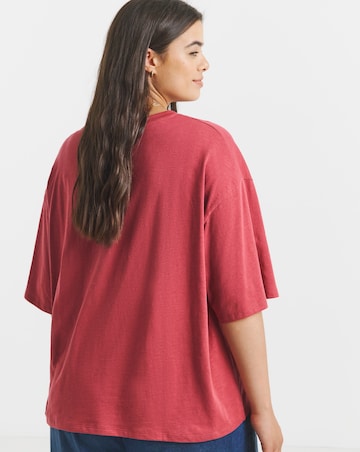 Dusty Red Pure Cotton Slub Crew Neck T-Shirt