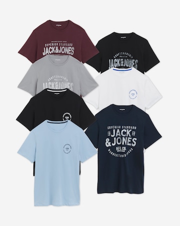 Jack & Jones Simon Logo T-Shirt 7 Pack - Multi