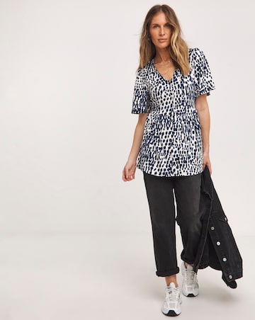 Angel Sleeve Button Front Longline Top