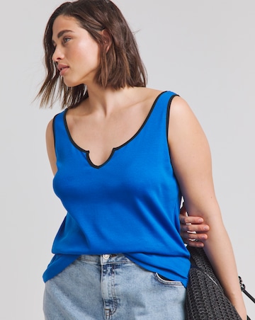 Simply Be Blue & Black Contrast Piping Tank