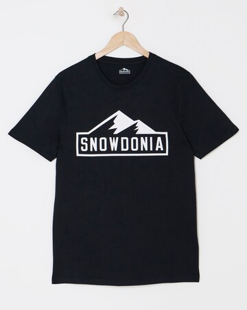 Snowdonia Black Chest Print T Shirt