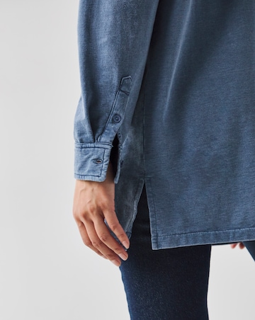 Denim Blue Jersey Shacket