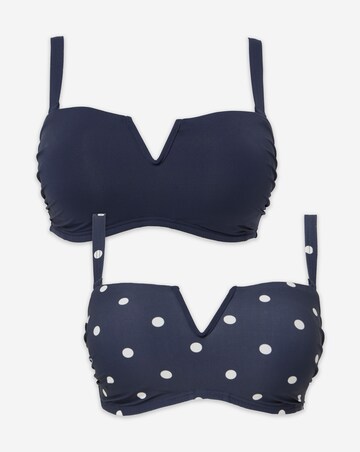 MAGISCULPT 2 Pack Bandeau Bikini Tops Navy/Spot
