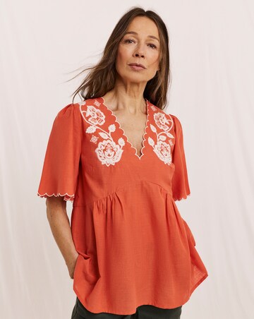 Julipa Embroidered Scallop Blouse