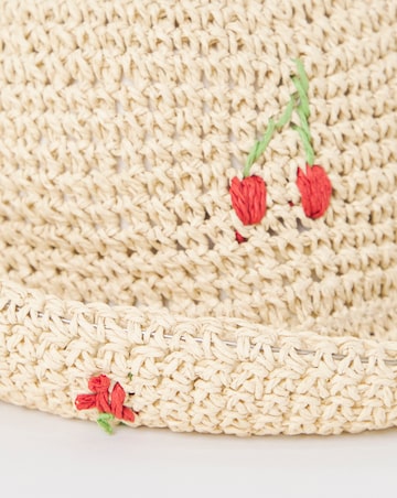 Cherry Embroidered Raffia Hat