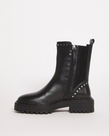 Leather Elasticated Boot With Stud Detail EEE Fit