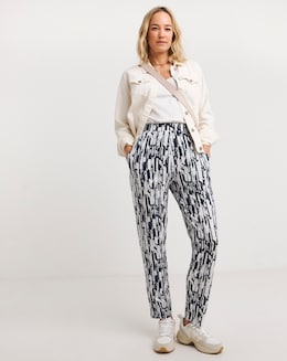 Printed Pull On Jersey Tapered Trouser