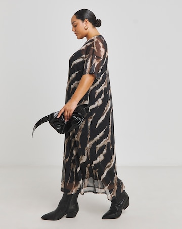 Animal Printed Mesh T-Shirt Dress