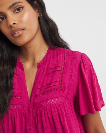 Crinkle Ladder Insert Blouse