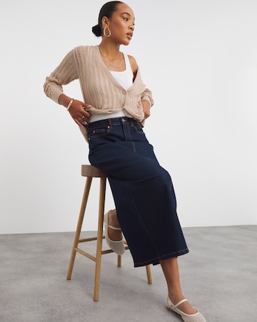 Indigo Contrast Stitch Maxi Skirt