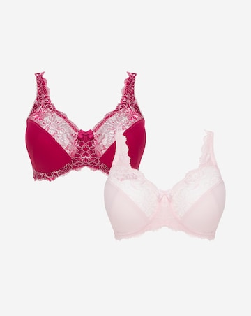 Pretty Secrets 2 Pack Ella Lace Full Cup Non Wired Bras B-H