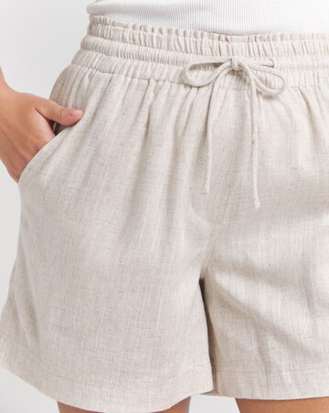 Simply Be Stone Tie Waist Linen Shorts