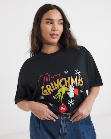 Black Grinch Merry Grinchmas Glitter License T-Shirt
