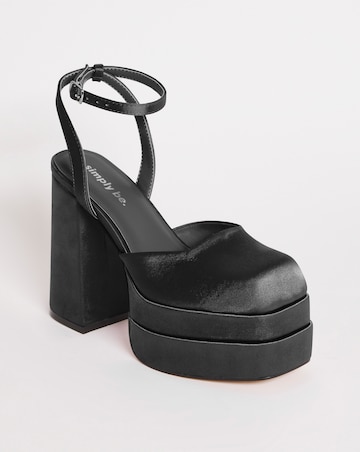 Athene Square Toe Platform Heeled Court Shoes - Extra Wide Fit (EEE)