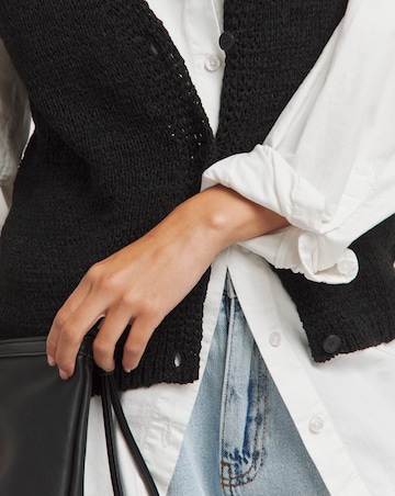 Black Knitted Tape Yarn Waistcoat