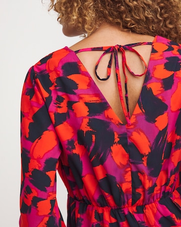 V Neck Abstract Print Tea Top