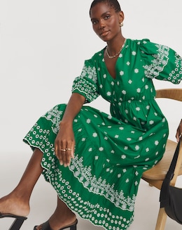 Contrast Broderie Tea Dress