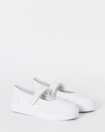 Andrea Mary Jane Canvas Plimsols - Wide Fit (E)