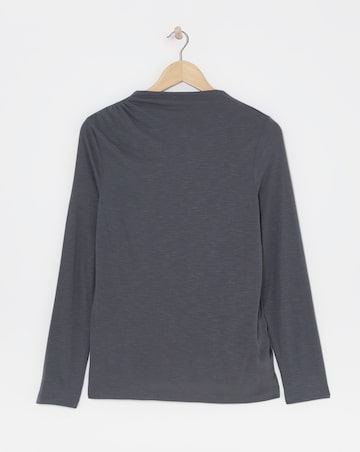 Anthology Pewter Drape Neck Long Sleeve Top