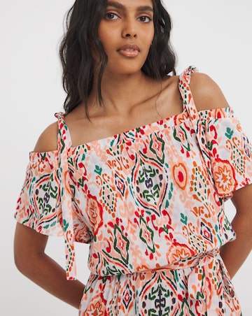 Printed Crinkle Strap Jumpsuit
