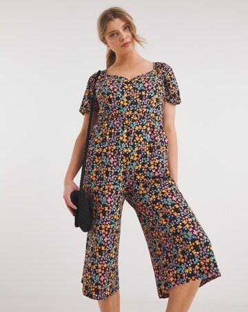 Ditsy Floral Print Supersoft Sweetheart Neck Jumpsuit