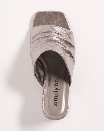 Elissa Metallic Ruched Heeled Mule Sandals - Extra Wide Fit (EEE)