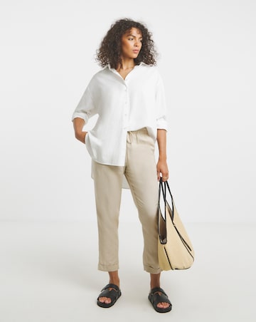 Simply Be Stone Easy Care Linen Mix Tapered Trouser