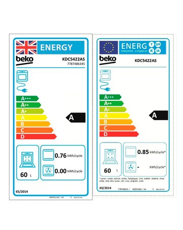 Beko 50cm Freestanding Electric Double Cavity Cooker, Ceramic Hob Silver, KDC542